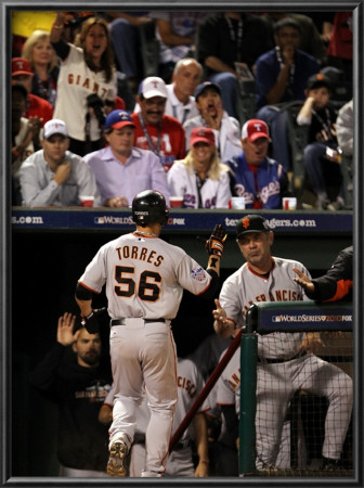 San Francisco Giants V Texas Rangers, Game 3: Andres Torres,Bruce Bochy by Ronald Martinez Pricing Limited Edition Print image