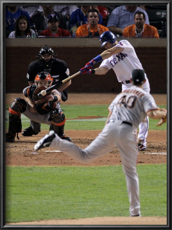 San Francisco Giants V Texas Rangers, Game 4: Michael Young by Doug Pensinger Pricing Limited Edition Print image