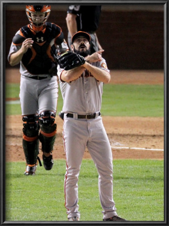 San Francisco Giants V Texas Rangers, Game 4: Brian Wilson,Buster Posey by Doug Pensinger Pricing Limited Edition Print image