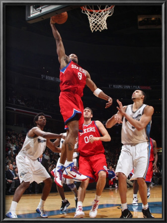 Philadelphia 76Ers V Washington Wizards: Andre Iguodala And Javale Mcgee by Ned Dishman Pricing Limited Edition Print image