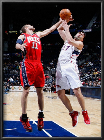 New Jersey Nets V Atlanta Hawks: Brook Lopez And Zaza Pachulia by Kevin Cox Pricing Limited Edition Print image