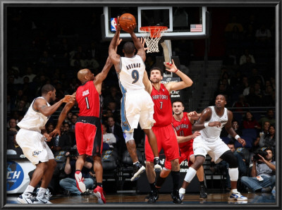 Toronto Raptors V Washington Wizards: Gilbert Arenas And Andrea Bargnani by Ned Dishman Pricing Limited Edition Print image