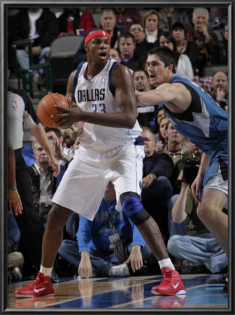 Minnesota Timberwolves V Dallas Mavericks: Brendan Haywood And Darko Milicic by Glenn James Pricing Limited Edition Print image