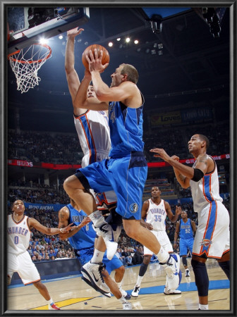 Dallas Mavericks V Oklahoma City Thunder: Dirk Nowitzki And Nenad Krstic by Layne Murdoch Pricing Limited Edition Print image