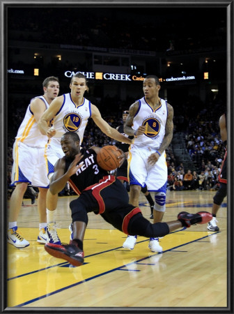 Miami Heat V Golden State Warriors: Dwayne Wade, Lou Amundson And Monta Ellis by Ezra Shaw Pricing Limited Edition Print image