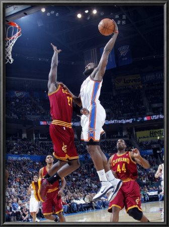 Cleveland Cavaliers  V Oklahoma City Thunder: J.J. Hickson And James Harden by Layne Murdoch Pricing Limited Edition Print image