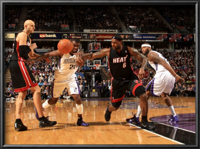 Miami Heat V Sacramento Kings: Lebron James And Donte Greene by Ezra Shaw Pricing Limited Edition Print image