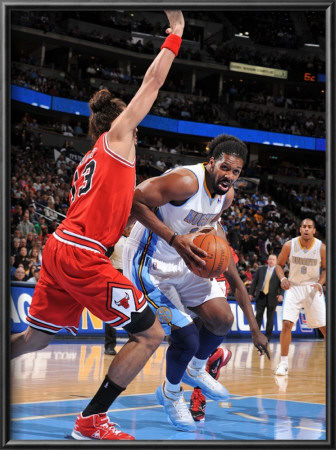 Chicago Bulls V Denver Nuggets: Nene And Joakim Noah by Garrett Ellwood Pricing Limited Edition Print image