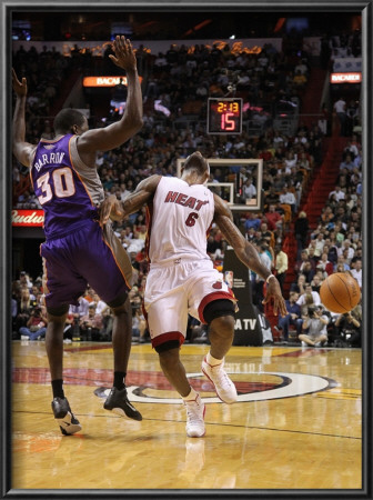 Phoenix Suns V Miami Heat: Lebron James And Earl Barron by Mike Ehrmann Pricing Limited Edition Print image