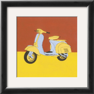 Yellow And Blue Motor Scooter by Miriam Bedia Pricing Limited Edition Print image