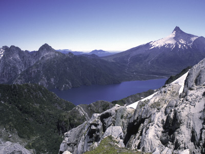 Blue Lake Surrounded By Mountains, Chile by Pablo Sandor Pricing Limited Edition Print image