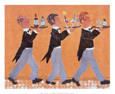 Waiters With Cocktails by Lizbeth Holstein Pricing Limited Edition Print image