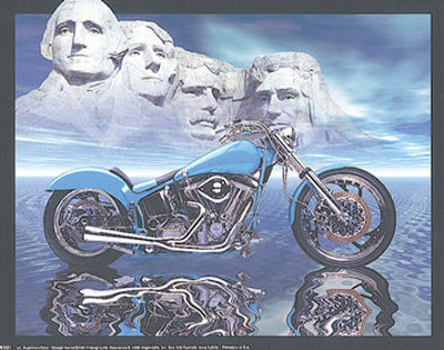 Motorcycle With Mount Rushmore by Greg Smith Pricing Limited Edition Print image