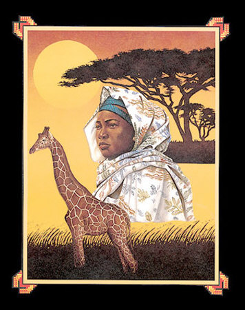 Native Girl And Giraffe by Still Pricing Limited Edition Print image