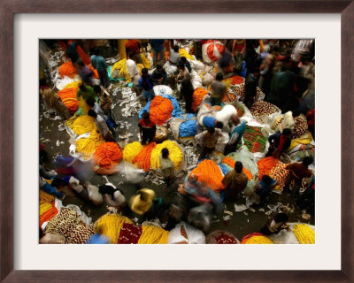 Indian Flower Vendors Sell Flowers At A Wholesale Flower Market by Sucheta Das Pricing Limited Edition Print image