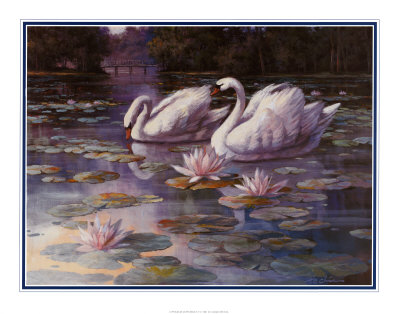Swans And Bridge by T. C. Chiu Pricing Limited Edition Print image