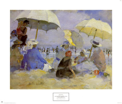 Mothers And Children Under Three Umbrellas by Martha Walter Pricing Limited Edition Print image