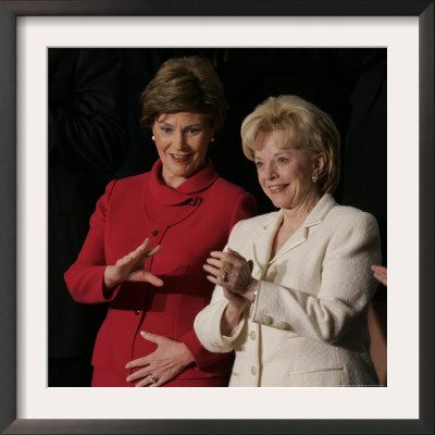 First Lady Laura Bush, Left, And Lynne Cheney, Wife Of Vice President Dick Cheney by Charles Dharapak Pricing Limited Edition Print image