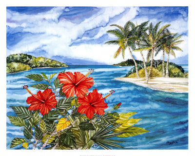 Red Hibiscus by Sherry Lynn Lee Pricing Limited Edition Print image