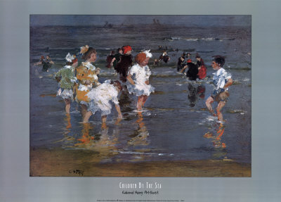 Children By The Sea by Edward Henry Potthast Pricing Limited Edition Print image