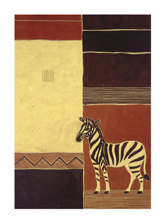Zebra On African Motif by Dominique Gaudin Pricing Limited Edition Print image