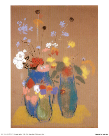 Three Vases Of Flowers, 1908 by Odilon Redon Pricing Limited Edition Print image