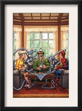 Marvel Adventures Spider-Man #33 Cover: Spider-Man, May Parker And Doctor Octopus Swinging by Patrick Scherberger Pricing Limited Edition Print image
