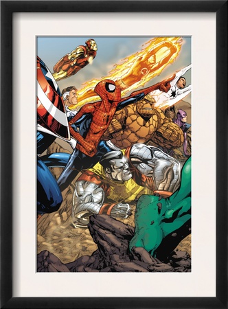 Spider-Man & The Secret Wars #3 Group: Spider-Man, Colossus, Thing, Iron Man And Human Torch by Patrick Scherberger Pricing Limited Edition Print image