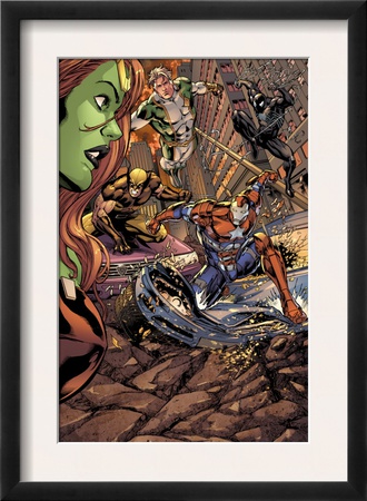Savage She-Hulk #2 Group: Iron Patriot, Wolverine, Spider-Man And Marvel Boy by Peter Vale Pricing Limited Edition Print image