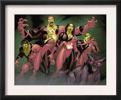 New Mutants #7 Group: Jetstream, Roulette, Beef, Tarot, Catseye And Bevatron by Diogenes Neves Pricing Limited Edition Print image