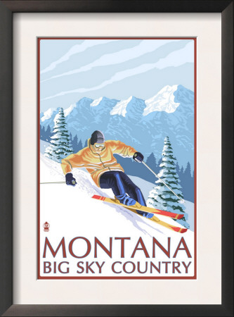 Montana - Big Sky Country - Downhill Skier, C.2008 by Lantern Press Pricing Limited Edition Print image