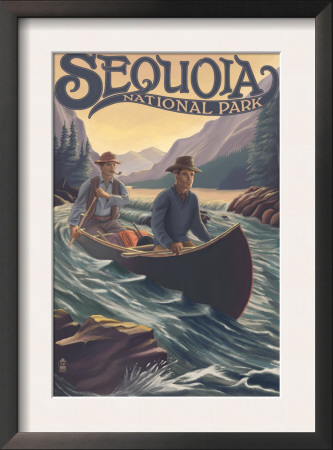 Sequoia Nat'l Park - Canoe In Rapids - Lp Poster, C.2009 by Lantern Press Pricing Limited Edition Print image
