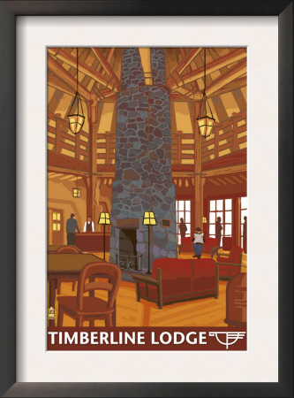 Timberline Lodge Lobby - Mt. Hood, Oregon, C.2009 by Lantern Press Pricing Limited Edition Print image