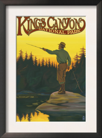 Kings Canyon Nat'l Park - Fisherman Casting - Lp Poster, C.2009 by Lantern Press Pricing Limited Edition Print image