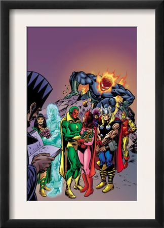 Avengers: Vision And The Scarlet Cover: Vision, Scarlet Witch, Thor, Iron Man And Dormammu by Gil Kane Pricing Limited Edition Print image