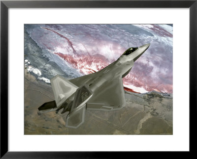 Over California, An F/A-22 Raptor Files A Training Mission Here by Stocktrek Images Pricing Limited Edition Print image