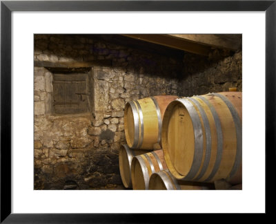 Oak Barrique Barrels With Aging Red Wine, Jute Chateau Belingard, Bergerac, Dordogne, France by Per Karlsson Pricing Limited Edition Print image
