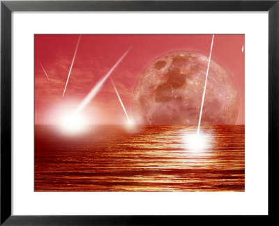 Young Moon Rises Over A Primordial Landscape Of Red Oceans by Stocktrek Images Pricing Limited Edition Print image