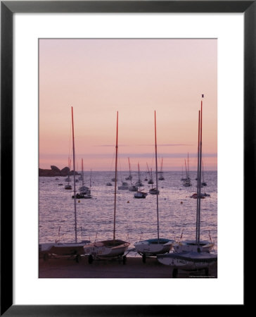 Sunset Over Boats, Tregastel, Cote De Granit Rose, Cotes D'armor, Brittany, France by David Hughes Pricing Limited Edition Print image