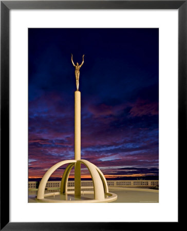 Art Deco Statue At Sunrise Over The Pacific Ocean, Napier, North Island, New Zealand by Don Smith Pricing Limited Edition Print image