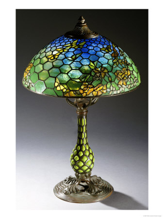 A Butterfly Leaded Glass And Bronze Table Lamp, Circa 1910 by Tiffany Studios Pricing Limited Edition Print image