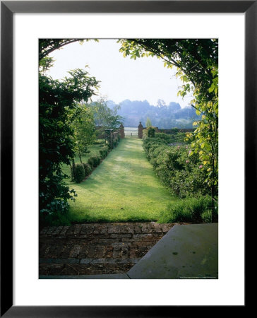 The Garden Lodge, Wilts, View From Arbour Down Grass Path To Gates by Mark Bolton Pricing Limited Edition Print image