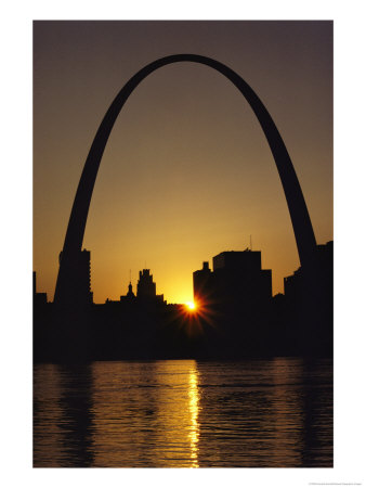 Silhouette At Twilight Of The Gateway Arch And Surrounding Skyline by Kenneth Garrett Pricing Limited Edition Print image