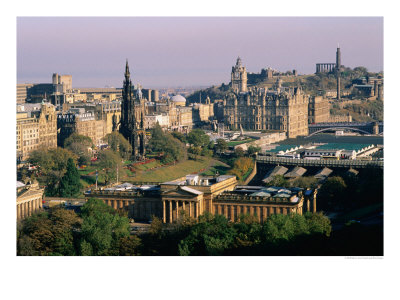 Overhead Of Princes Gardens And National Gallery From Edinburgh Castle, Edinburgh, United Kingdom by Bethune Carmichael Pricing Limited Edition Print image