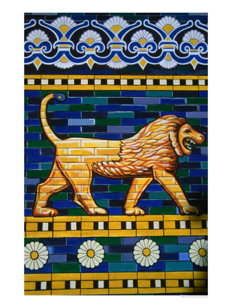Tiled Mosaic Of Lion Of Babylon Near Ishtar Gate, Babylon, Babil, Iraq by Jane Sweeney Pricing Limited Edition Print image