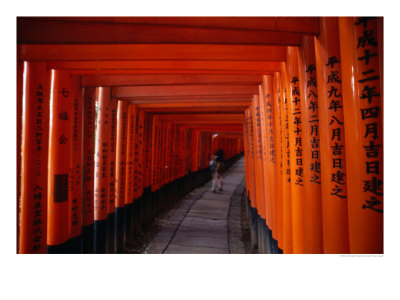 Traditional Torii With Inscription At Fushimi Inari Shrine Near Kyoto, Kyoto, Kinki, Japan by Christopher Groenhout Pricing Limited Edition Print image
