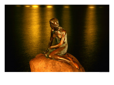 The Little Mermaid At Night, Copenhagen, Denmark by Martin Moos Pricing Limited Edition Print image