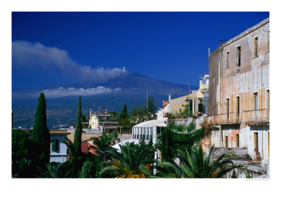 Mt. Etna As Seen From Taormina, Taormina, Sicily, Italy by Martin Lladó Pricing Limited Edition Print image