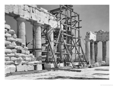 Scaffolding Used During Restoration Work On The Parthenon by W. Robert Moore Pricing Limited Edition Print image