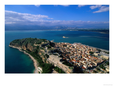 Aerial View Of Nafplio (Nauplion) From Palamidi Fort, Nafplio, Greece by John Elk Iii Pricing Limited Edition Print image
